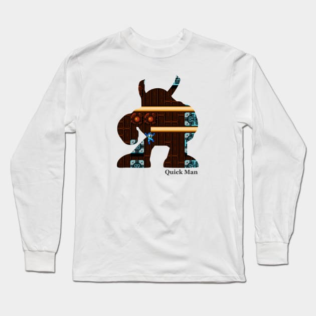 Quick Man Silhouette - Mega Man 2 Long Sleeve T-Shirt by Desperado902